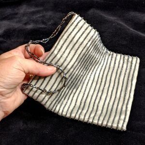 Vintage 1990s Y2K GAP Beaded Bag with Strap - Silver Gray